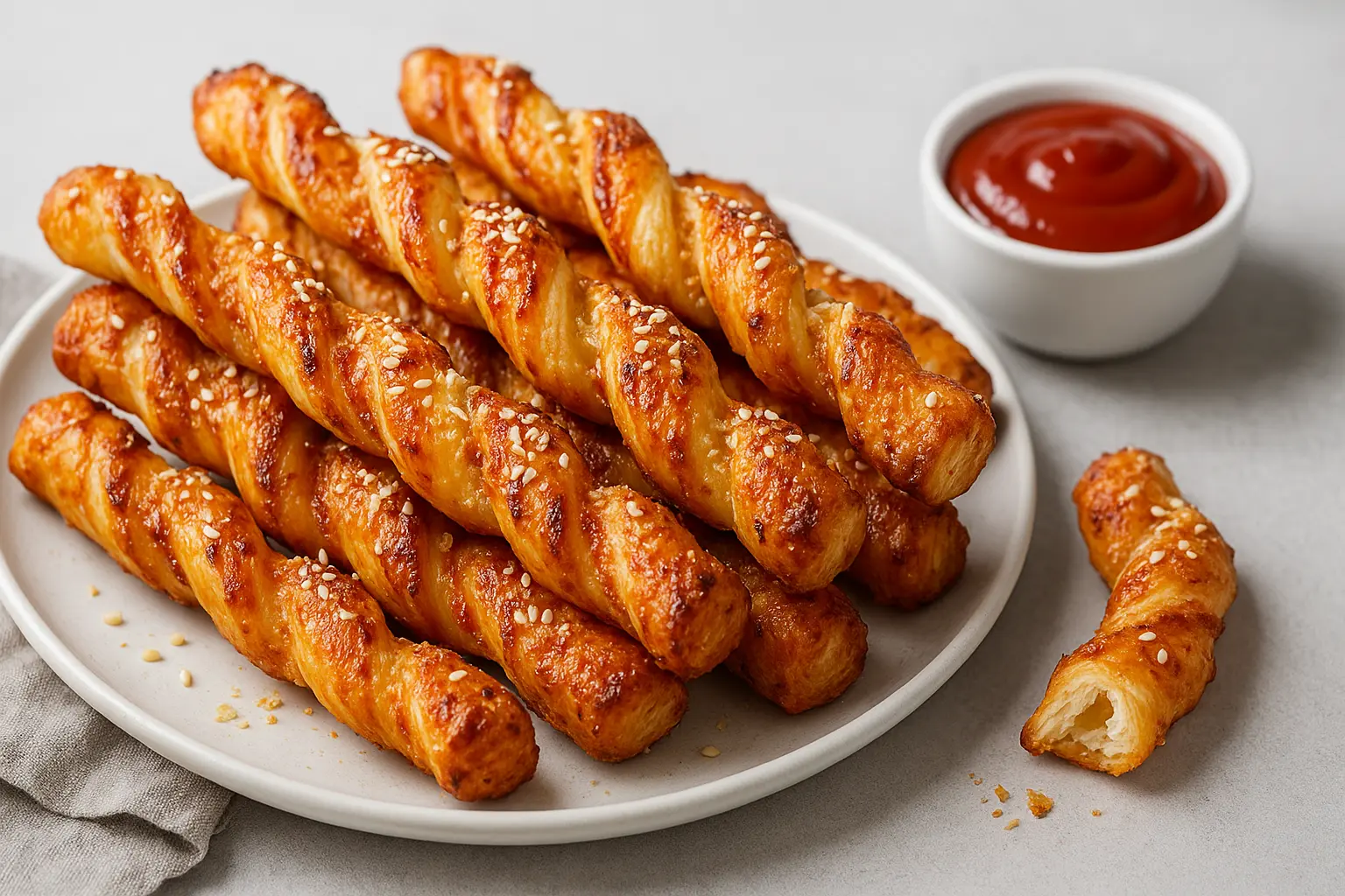 Sajtos csavart, ami tuti elfogy az első körben (házi grissini – ketchup & BBQ csavarral)
